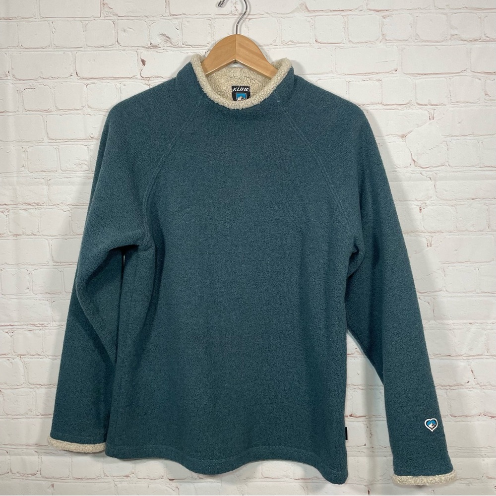 Kuhl Women's Teal Fleece Pullover with Cream Trim